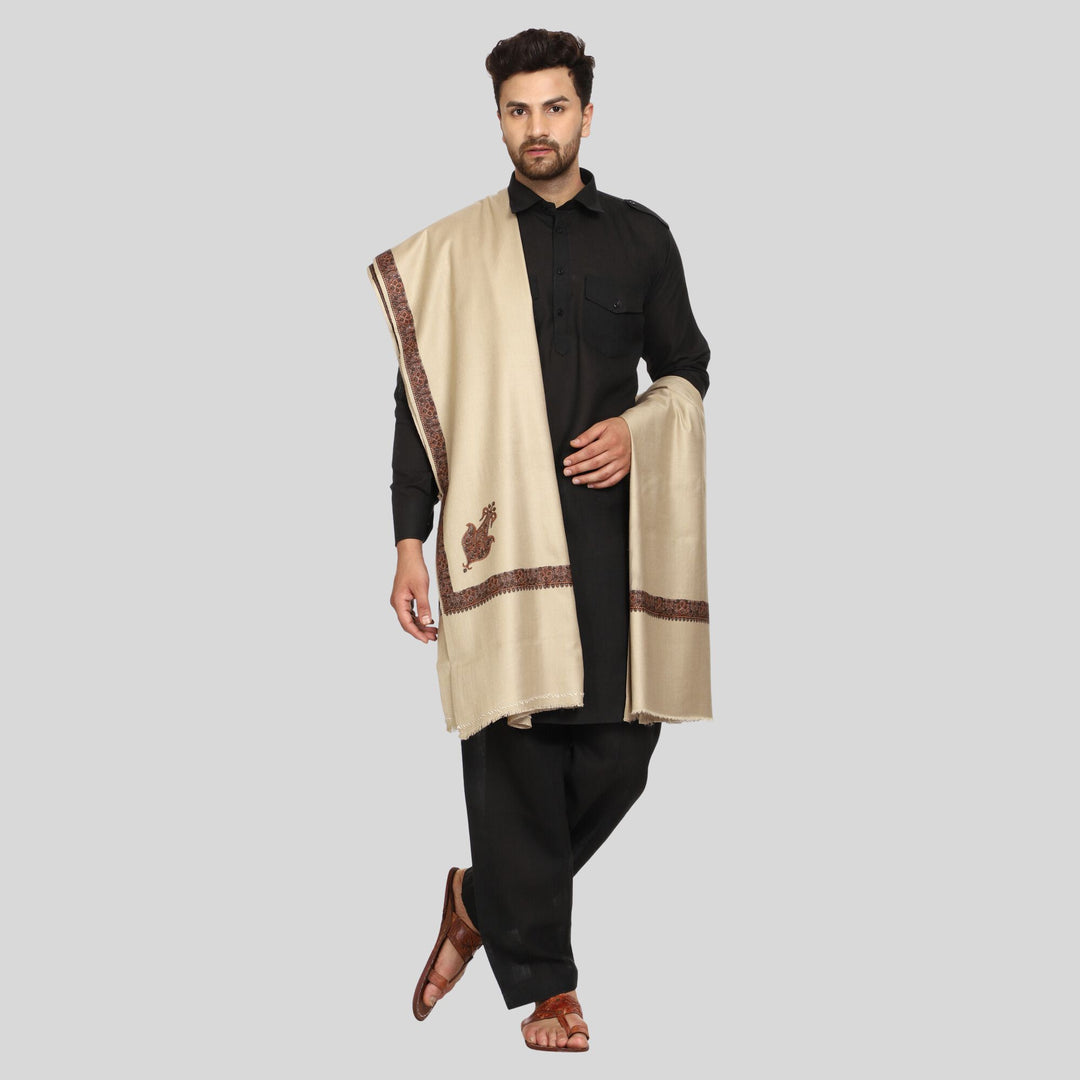 Men's Kashmiri Embroidered Wool Shawl