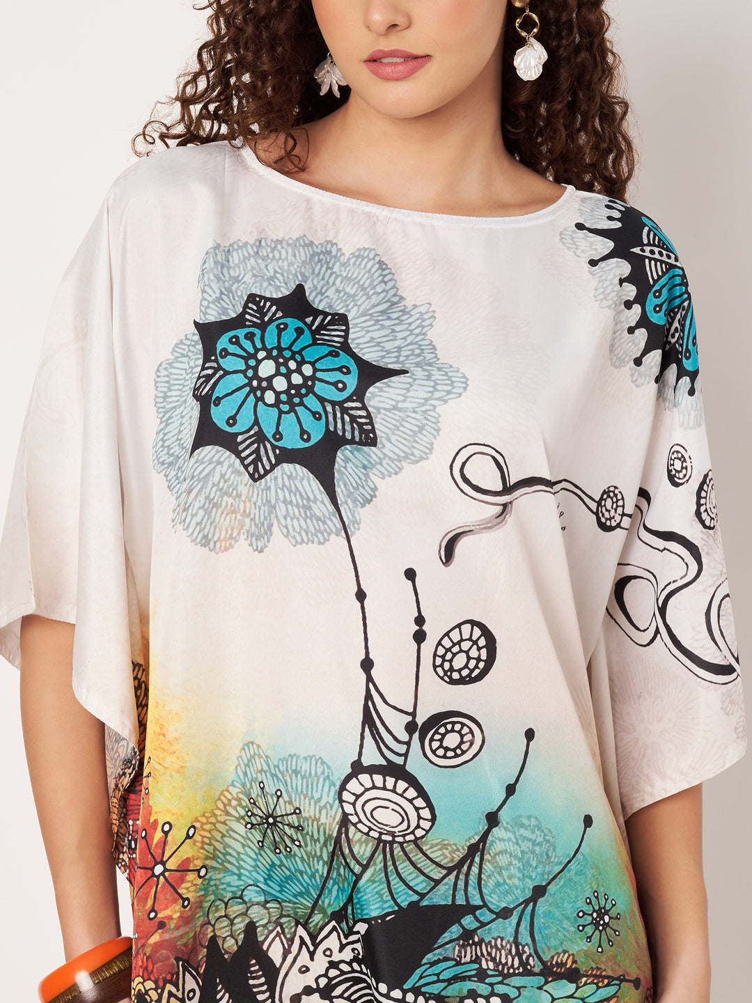 Women Multicolour Short Kaftan Kurti