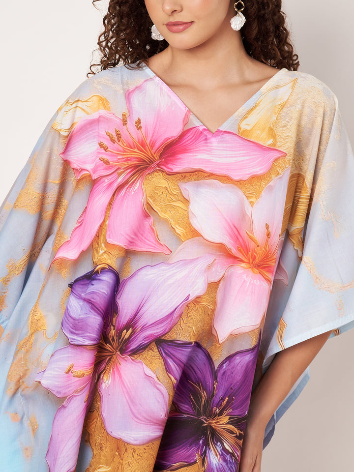 Women Multicolour Short Cotton Kaftan Kurti