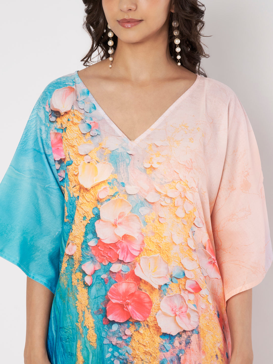 Printed Georgette Kaftan Kurti for Women | Free Size