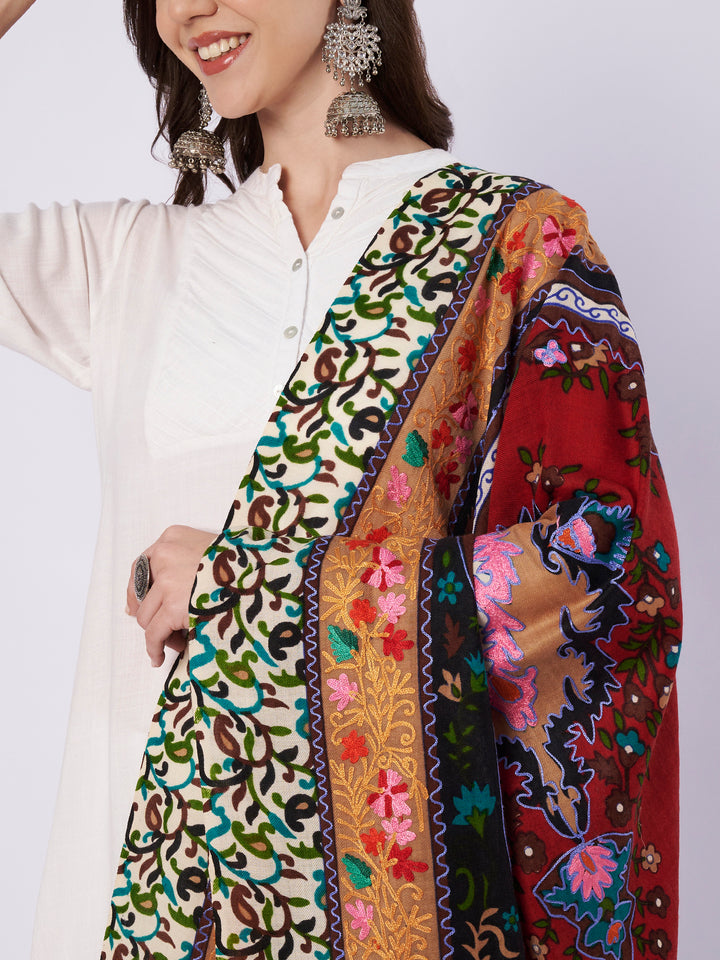Women's Aari Embroidery Pure Wool Shawl