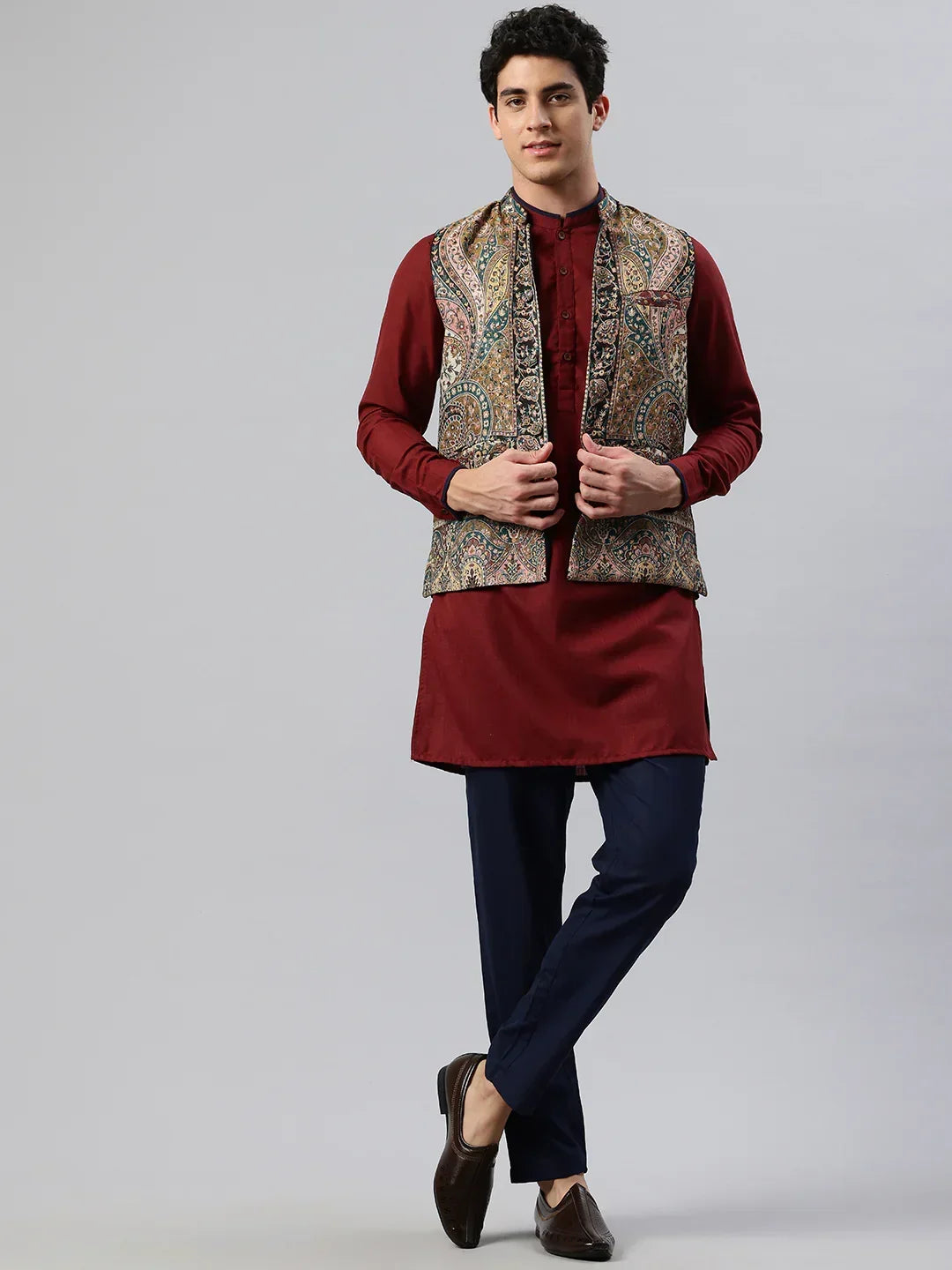 Men's Woven Nehru Jacket - View 2 | Nehru Jacket | SWI Stylish