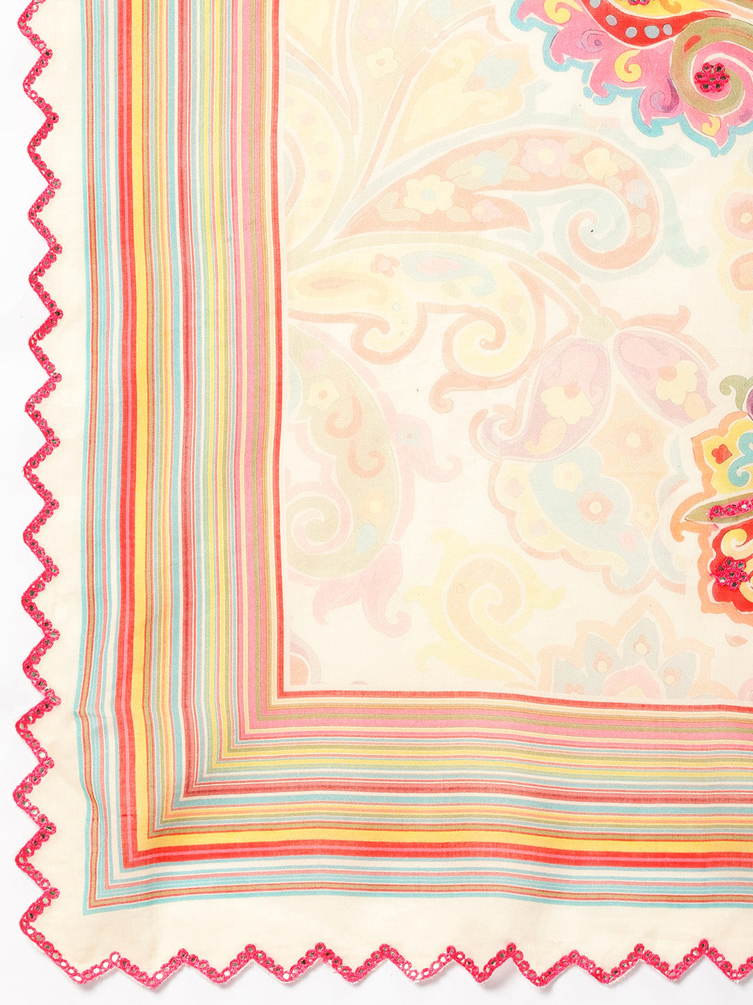 Women's Pure Cotton Printed Dupatta With Mirror Work