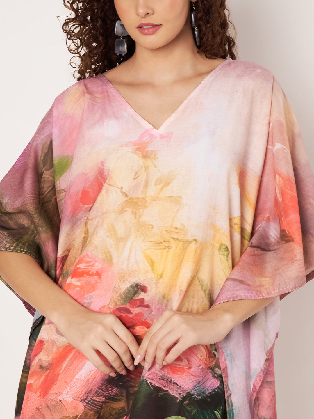 Women Multicolour Short Cotton Kaftan Kurti