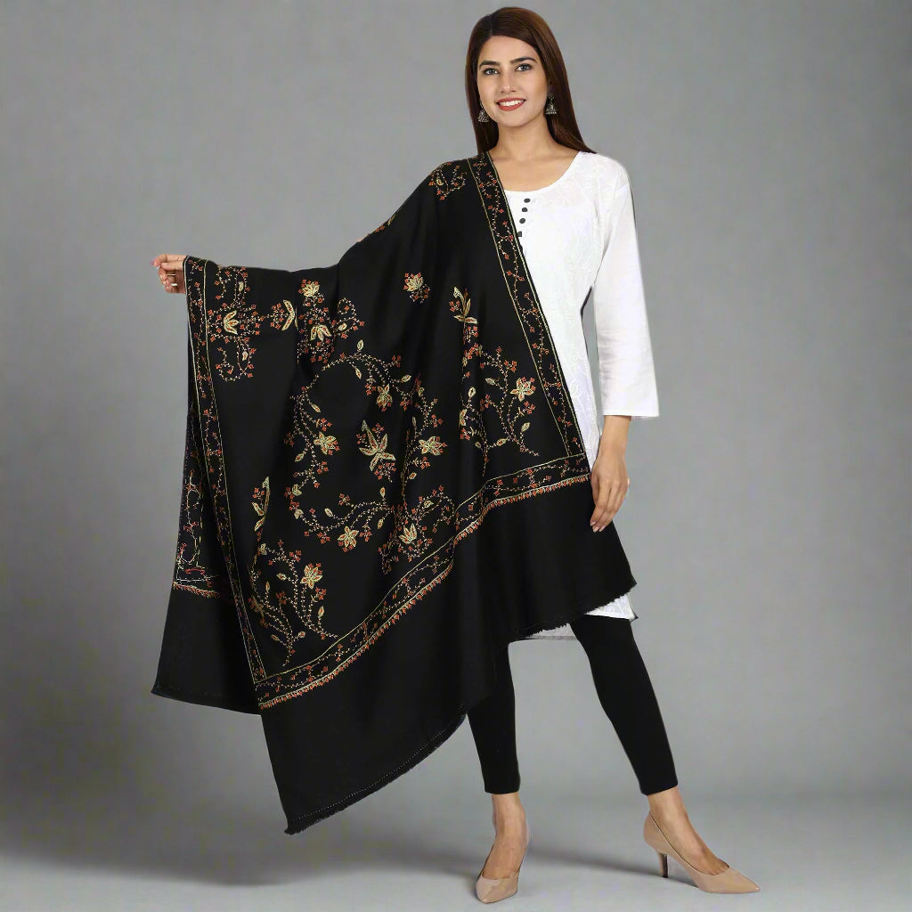 Women's Hand Embroidered Wool Shawl