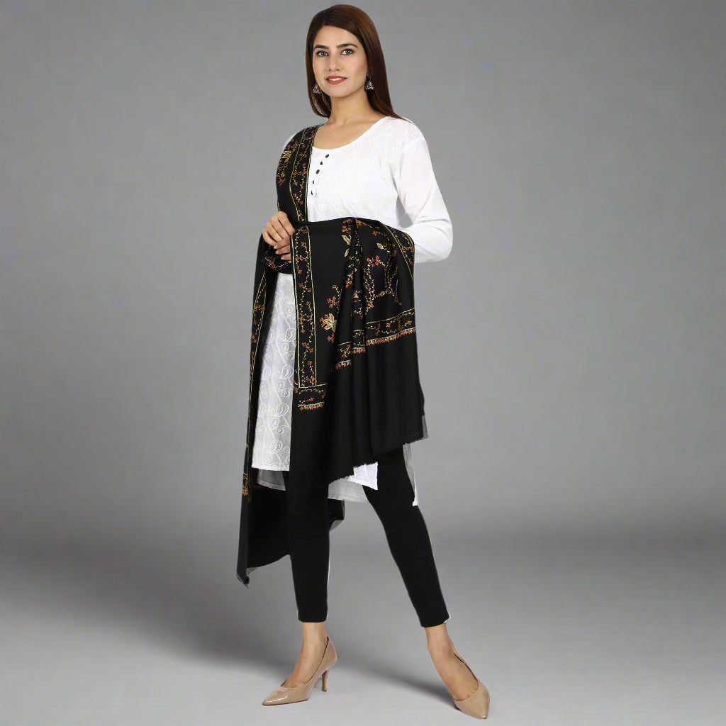 Women's Hand Embroidered Wool Shawl