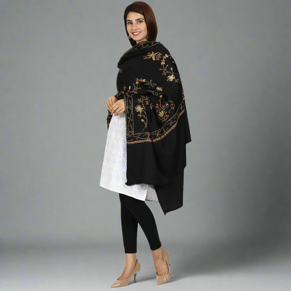 Women's Hand Embroidered Wool Shawl