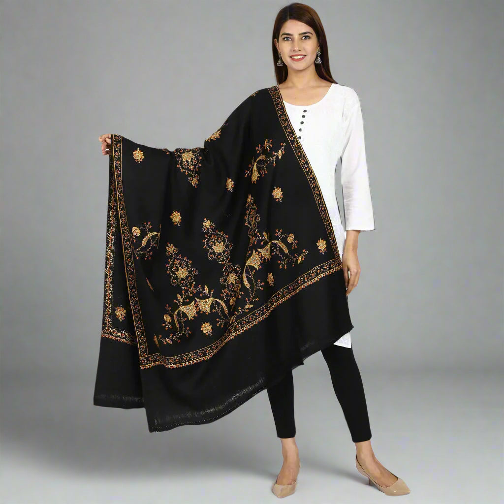Women's Hand Embroidered Wool Shawl
