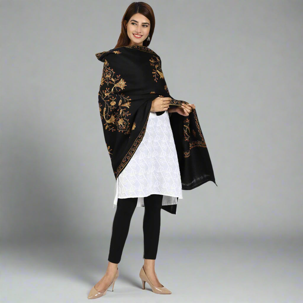 Women's Hand Embroidered Wool Shawl