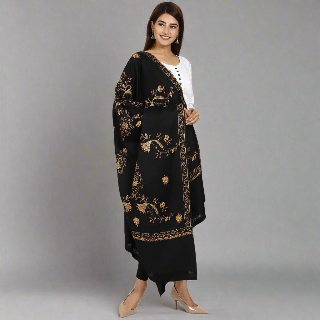 Women's Hand Embroidered Wool Shawl