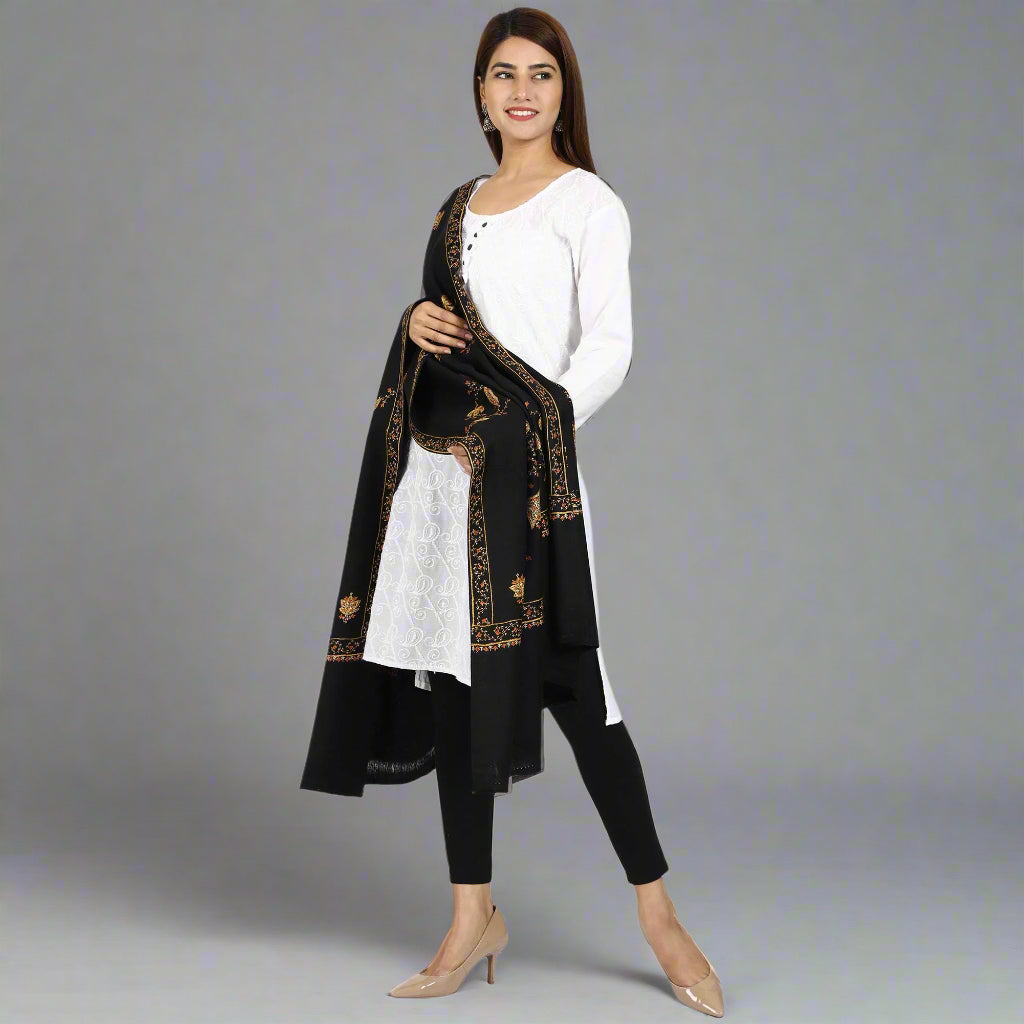 Women's Hand Embroidered Wool Shawl