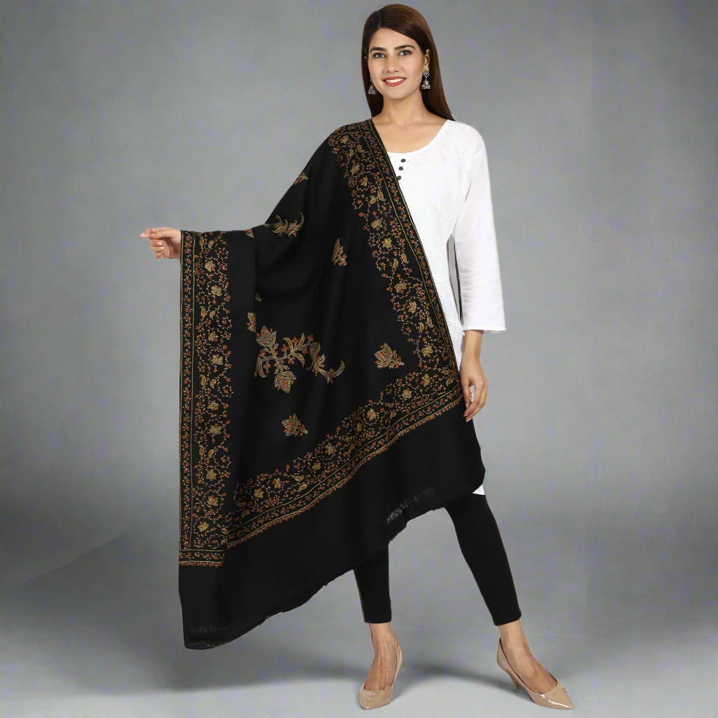 Women's Hand Embroidered Wool Shawl