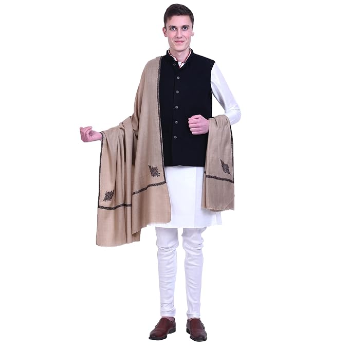 Men's Hand Embroidered Pure Wool Shawl