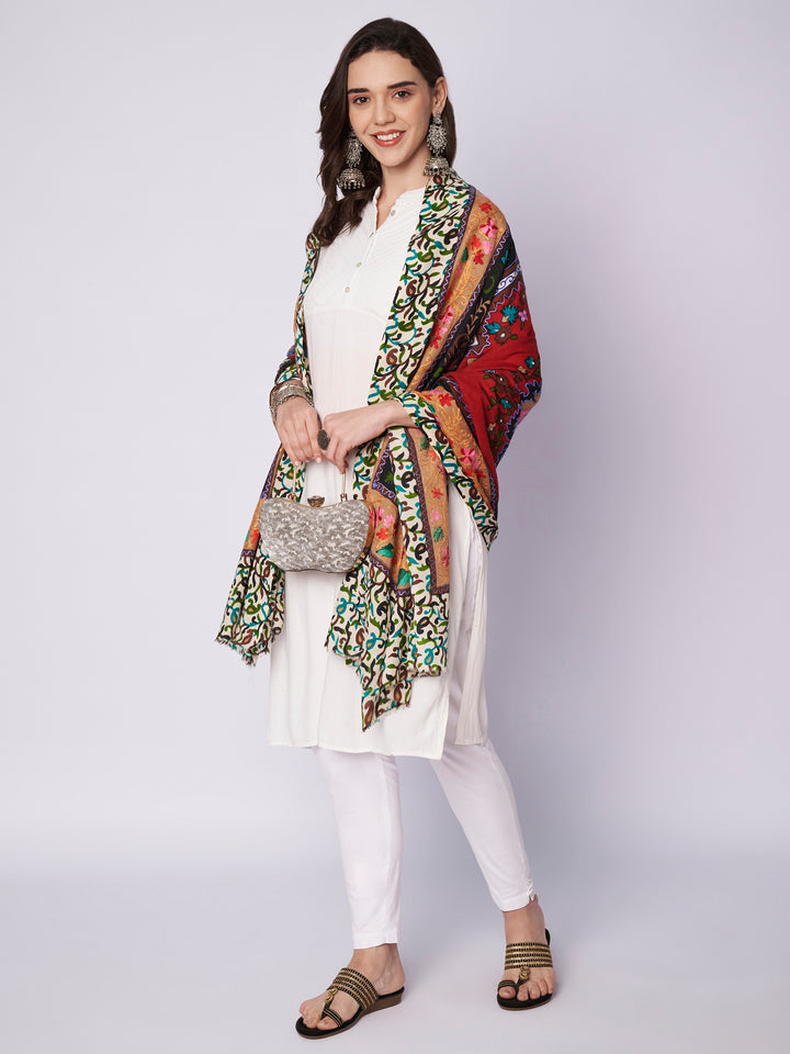 Women's Aari Embroidery Pure Wool Shawl