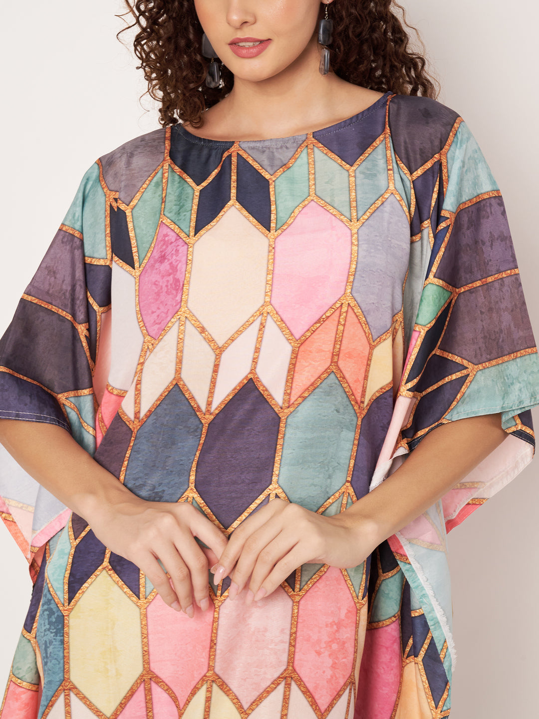 Women Multicolour Short Kaftan Kurti