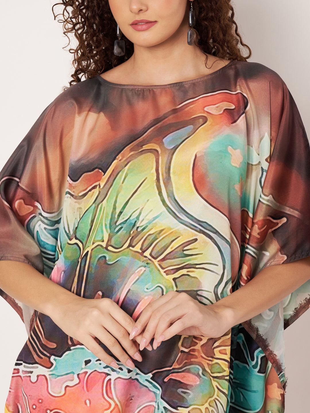 Women Multicolour Short Kaftan Kurti