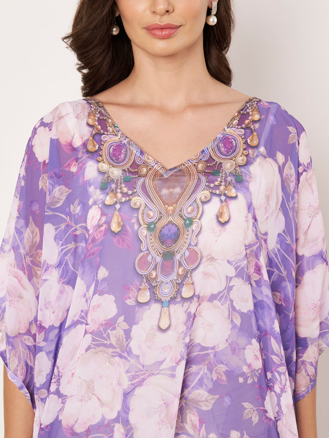 Women's Printed Georgette Kaftan | Beach Cover-Up
