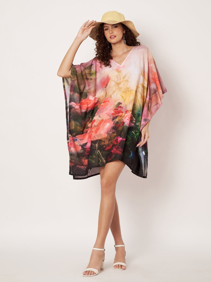 Women Multicolour Short Cotton Kaftan Kurti