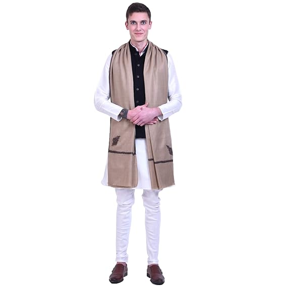 Men's Hand Embroidered Pure Wool Shawl