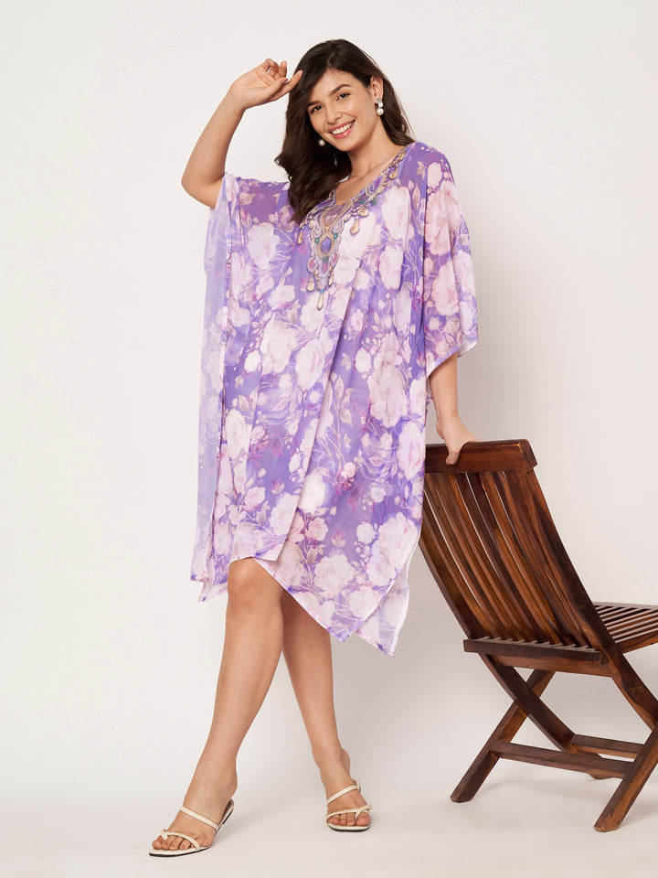 Women's Printed Georgette Kaftan | Beach Cover-Up
