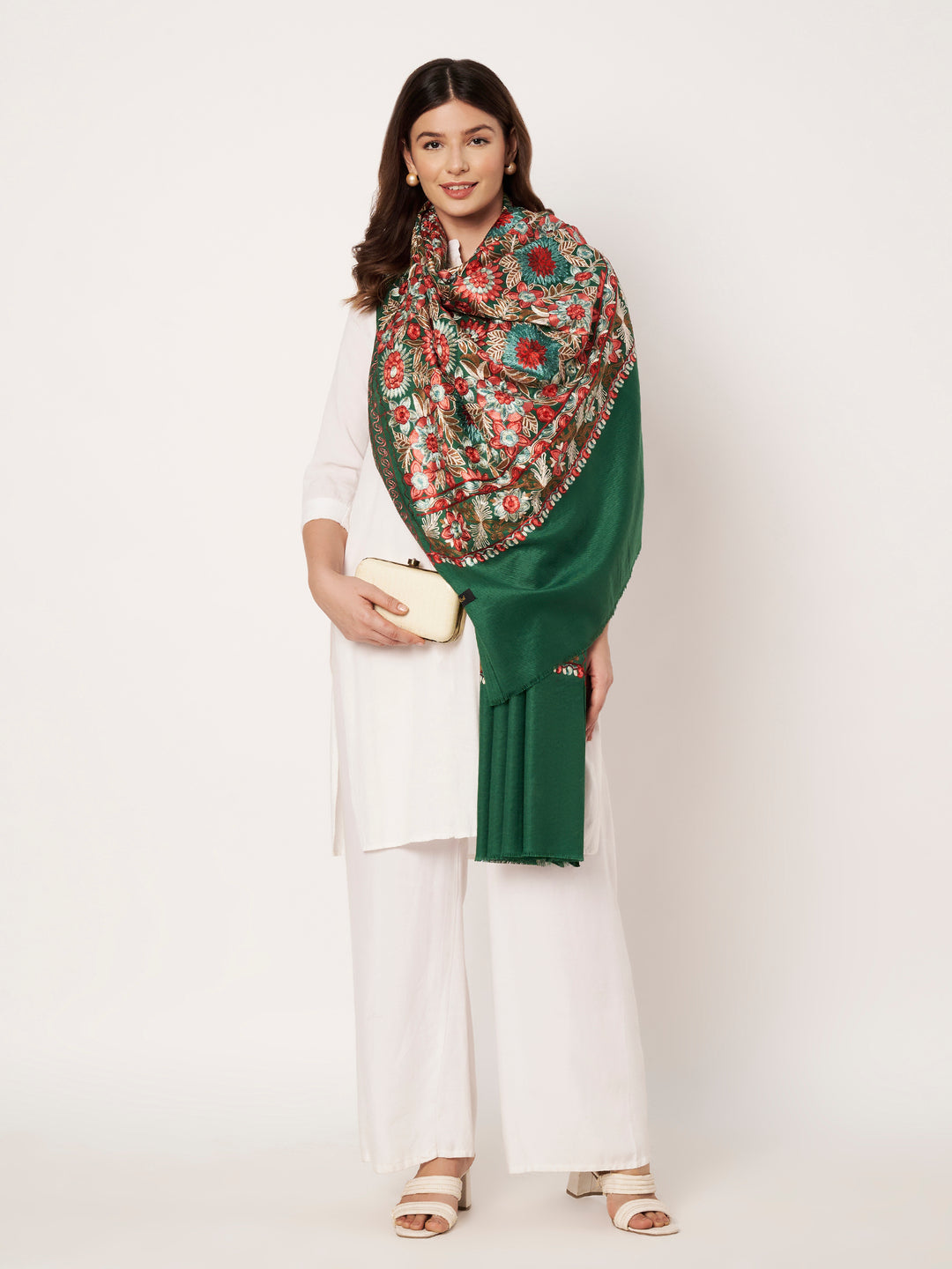 Women's Aari Embroidery Wool Shawl