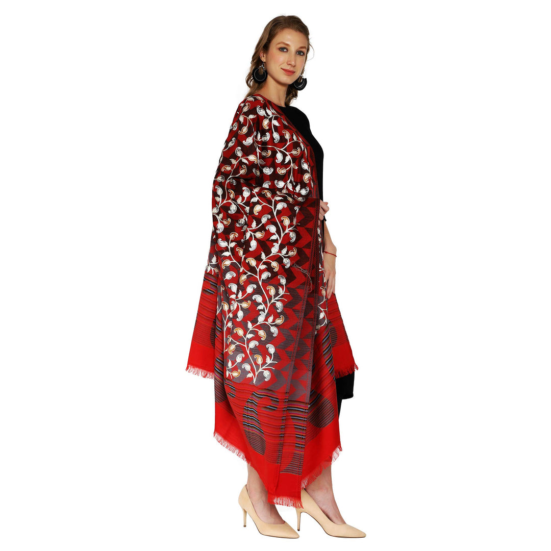 Womens Kashmiri Kani and Aari Embroidered Wool Shawl