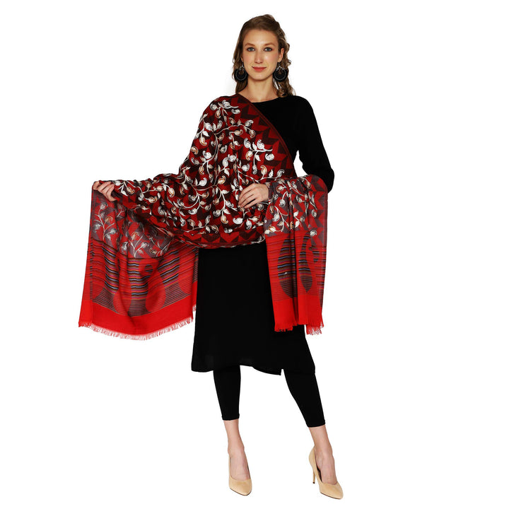 Womens Kashmiri Kani and Aari Embroidered Wool Shawl