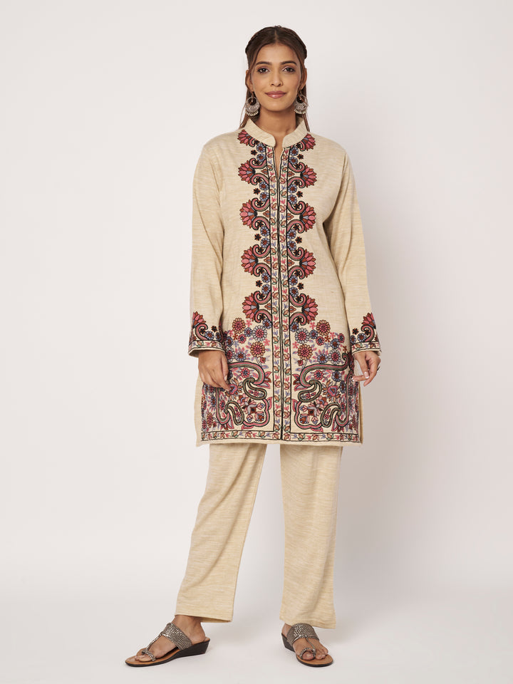 Women's Kashmiri Embroidered Co-ords – Kurta and Trousers