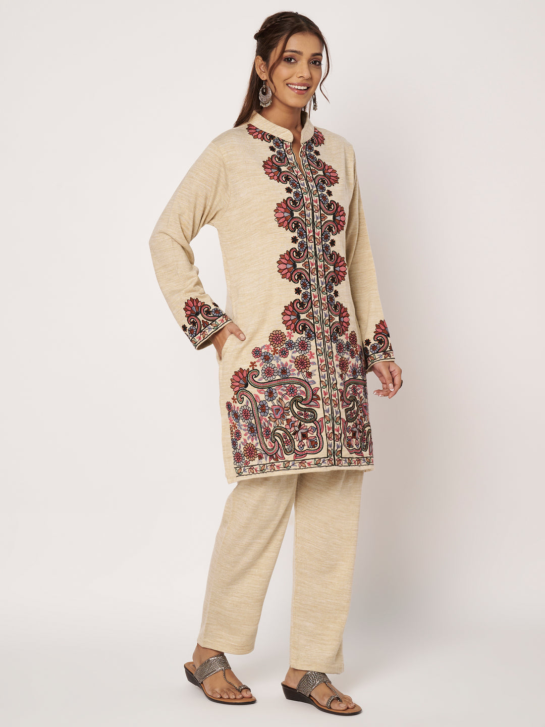 Women's Kashmiri Embroidered Co-ords – Kurta and Trousers