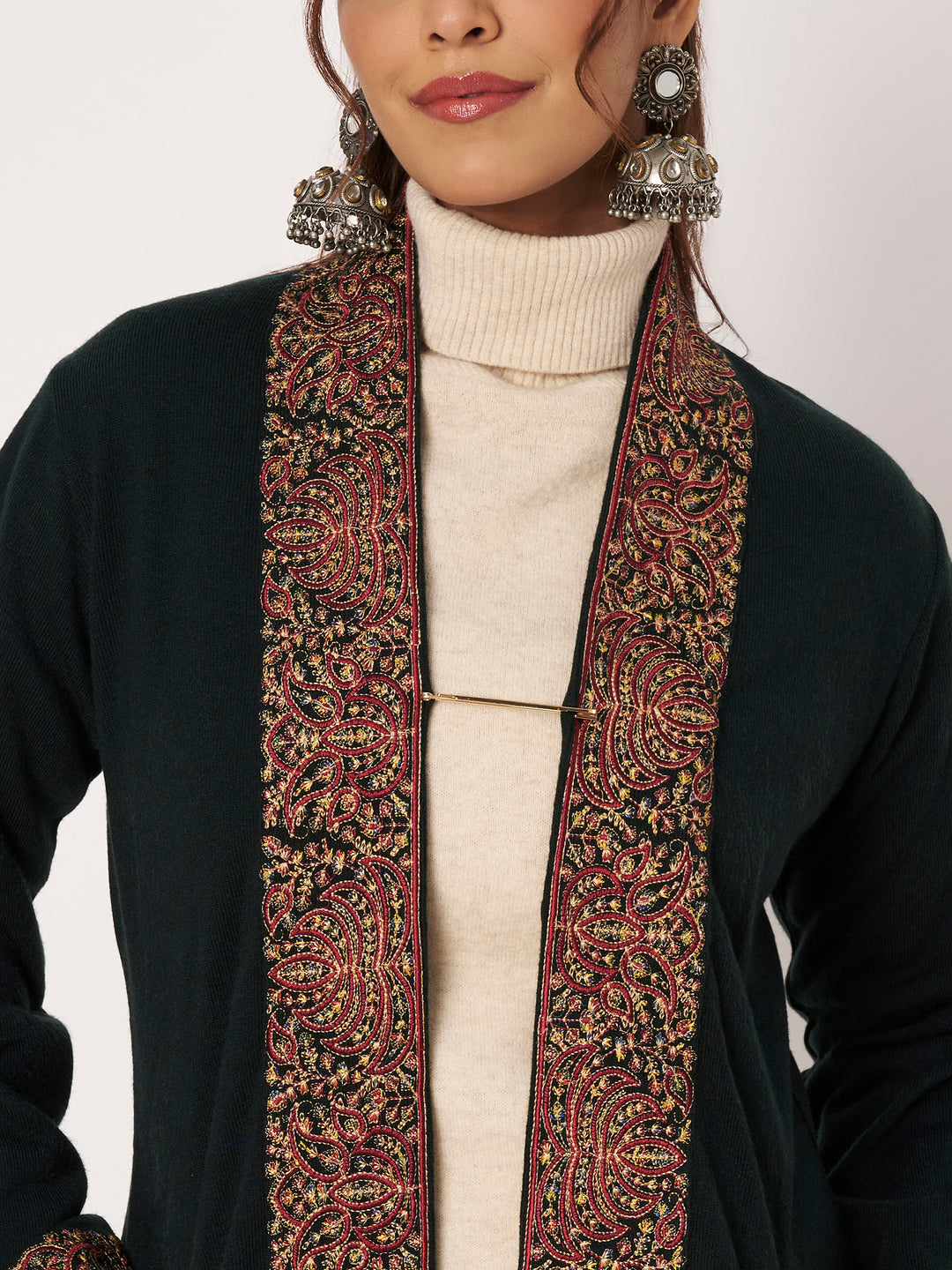 Womens Kashmiri Embroidred Woollen Shrug