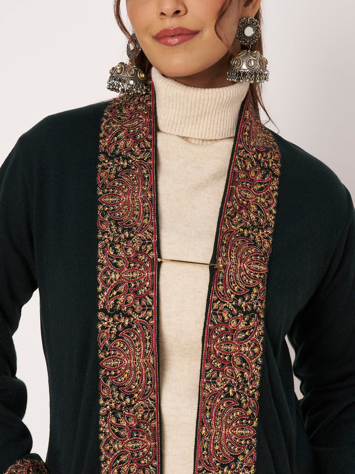Womens Kashmiri Embroidred Woollen Shrug