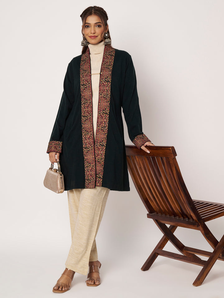 Womens Kashmiri Embroidred Woollen Shrug
