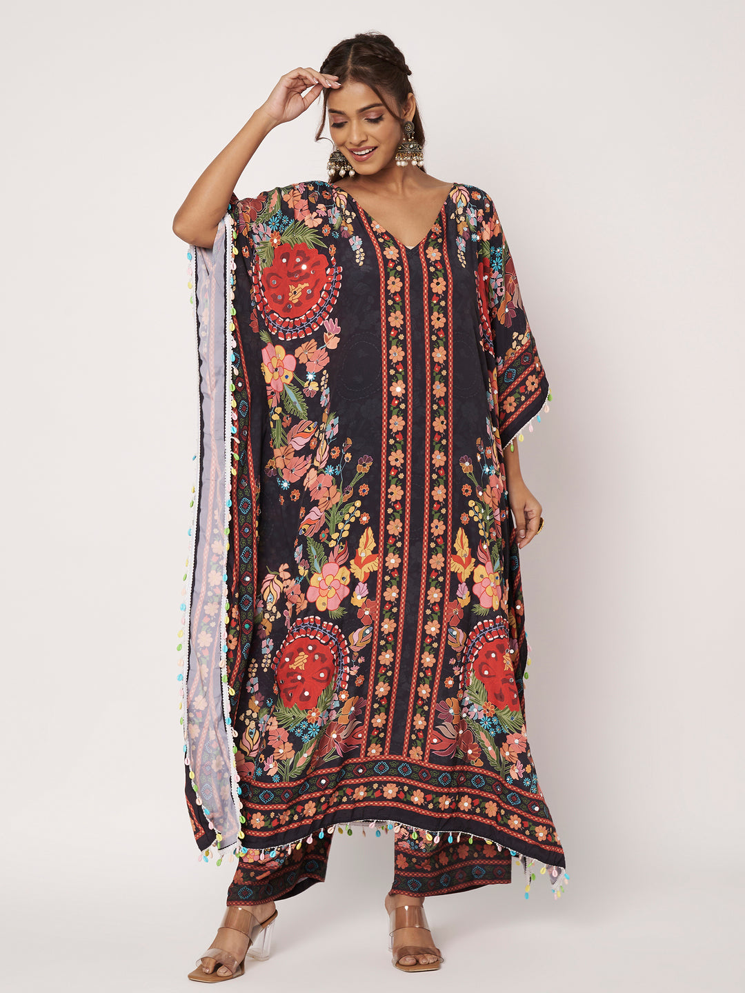Women Printed Pakistani Top With Trousers