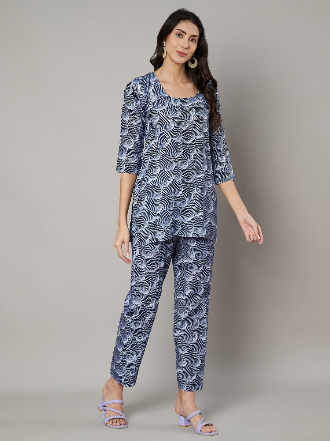 Women's Floral Printed Round Neck Co-ord Set