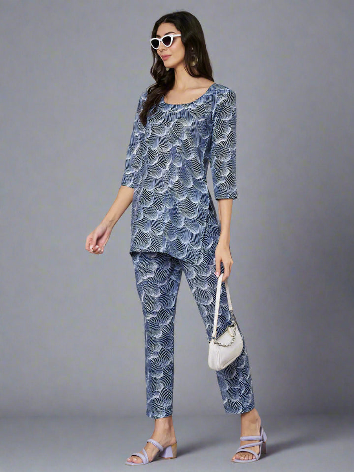 Women's Floral Printed Round Neck Co-ord Set