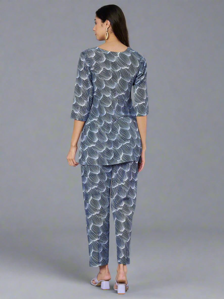 Women's Floral Printed Round Neck Co-ord Set