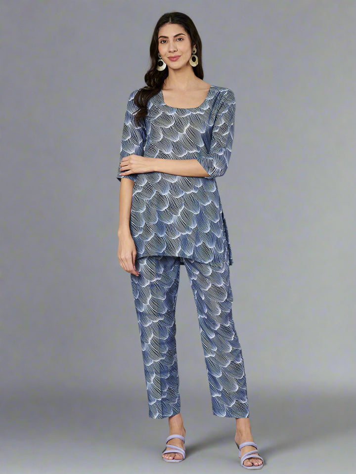 Women's Floral Printed Round Neck Co-ord Set