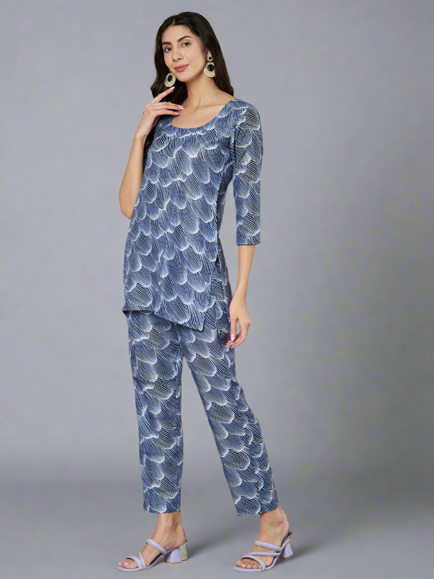 Women's Floral Printed Round Neck Co-ord Set