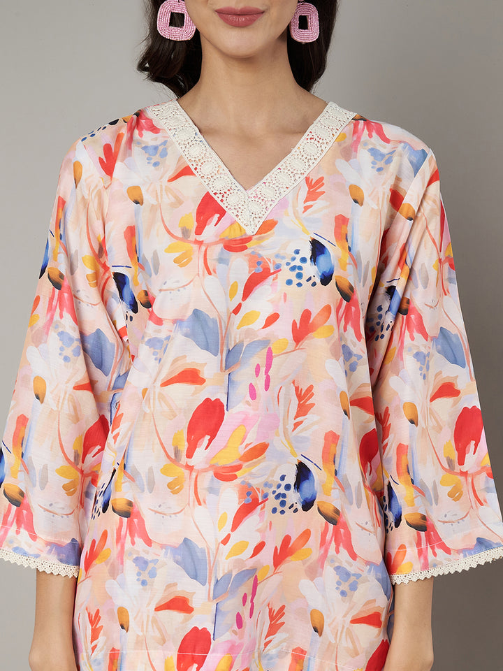 Women's Floral Printed V Neck Co-ord Set