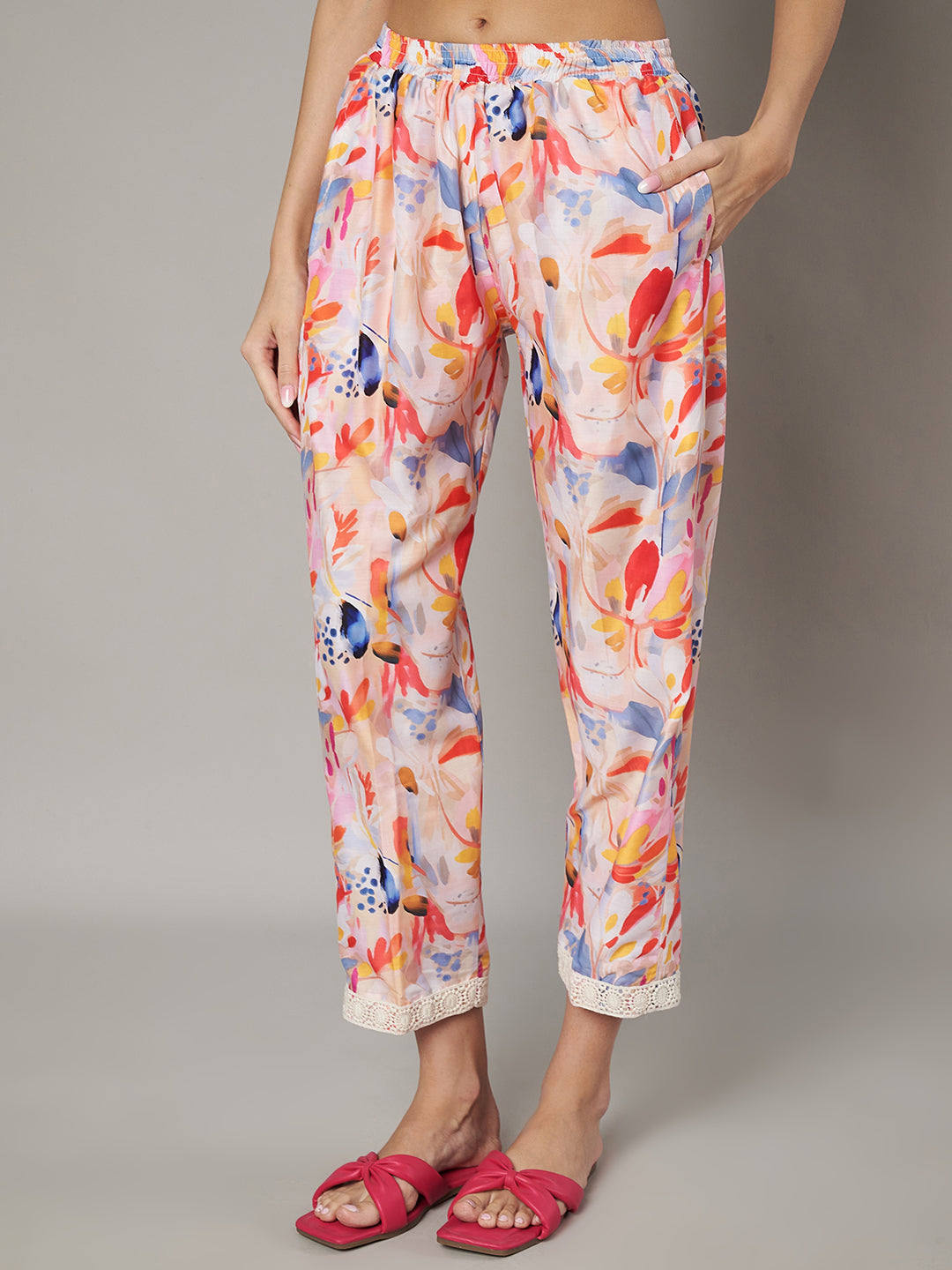 Women's Floral Printed V Neck Co-ord Set