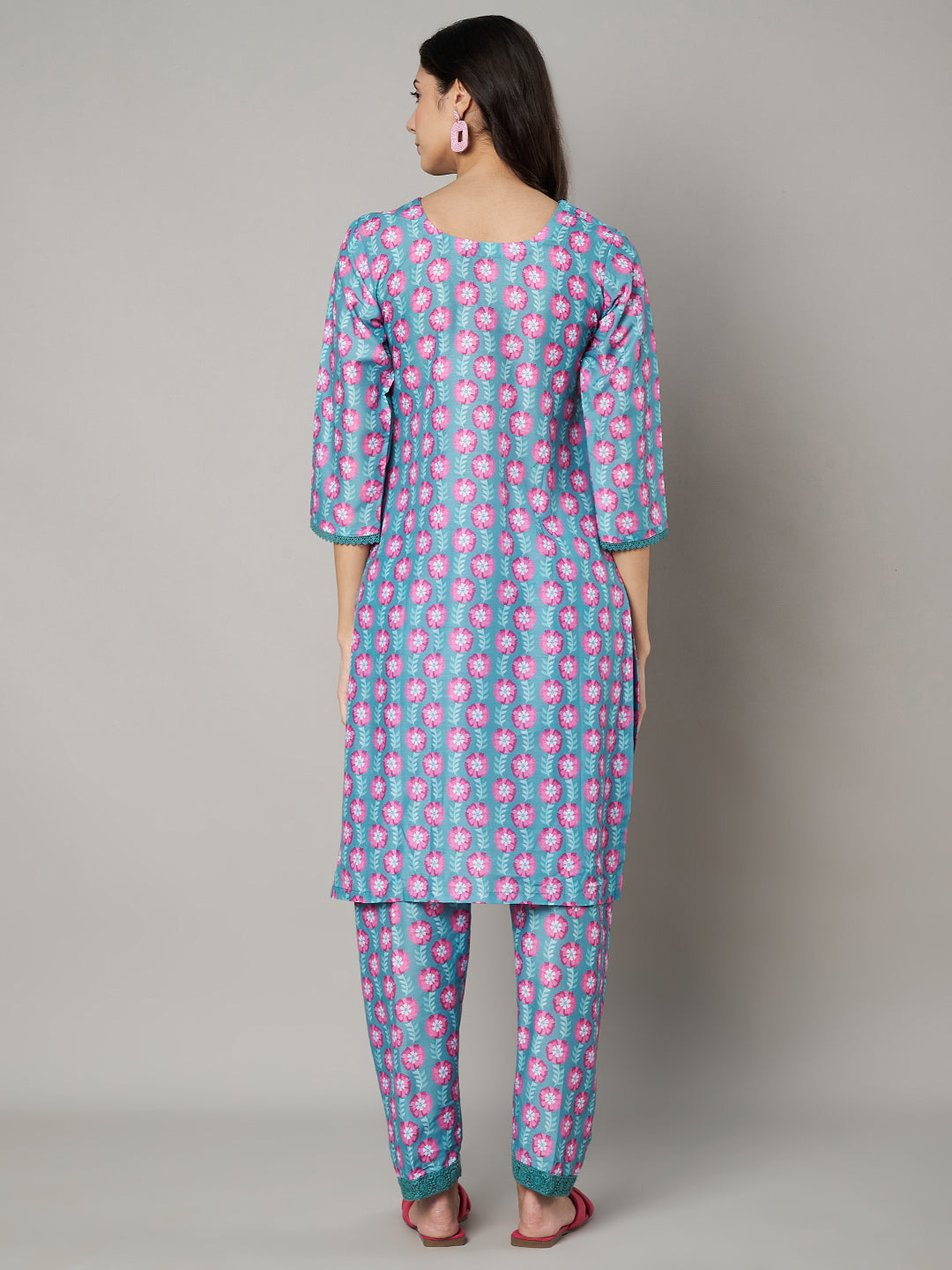 Women's Floral Printed V Neck Co-ord Set