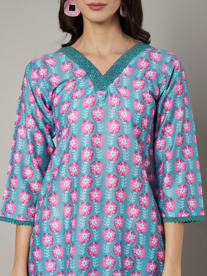 Women's Floral Printed V Neck Co-ord Set