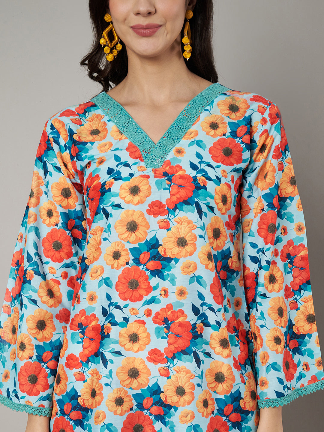 Women's Floral Printed V Neck Co-ord Set