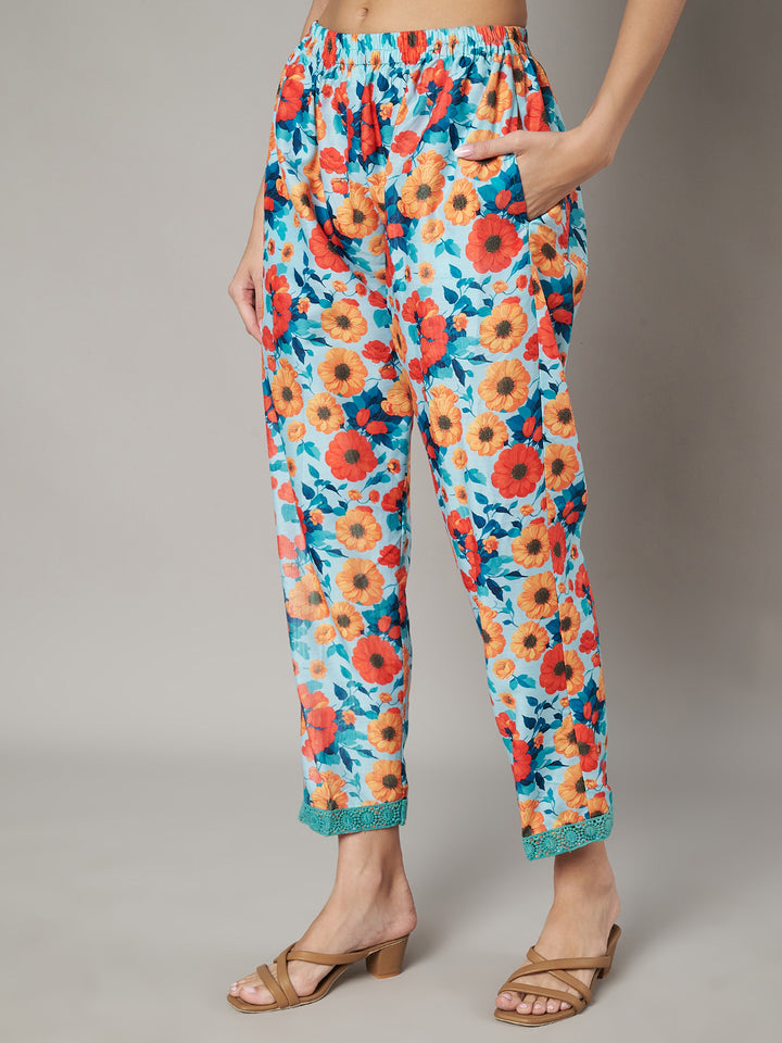 Women's Floral Printed V Neck Co-ord Set