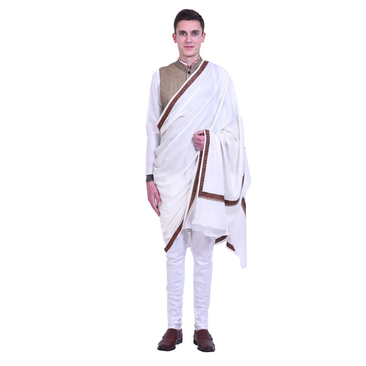 Men's Hand Embroidered Wool Shawl