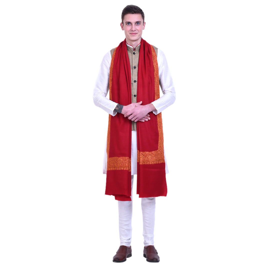 Men's Hand Embroidered Pure Wool Shawl