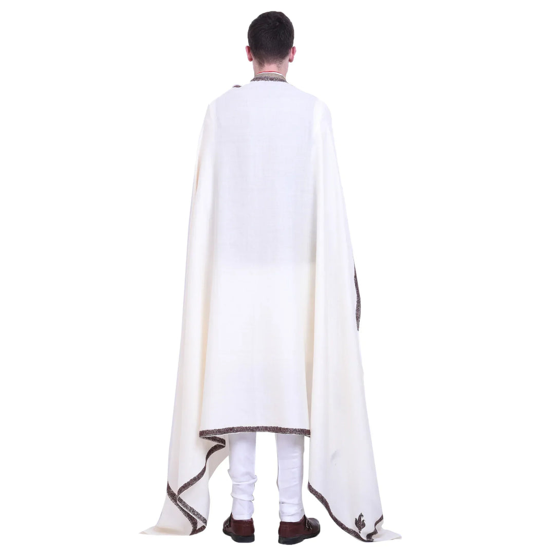 Men's Kashmiri Hand Embroidered Wool Shawl - View 4 | Kashmiri Shawl | SWI Stylish