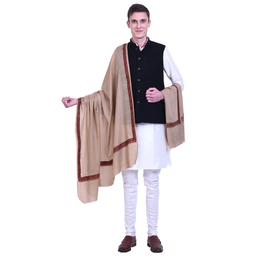 Men's Hand Embroidered Wool Shawl