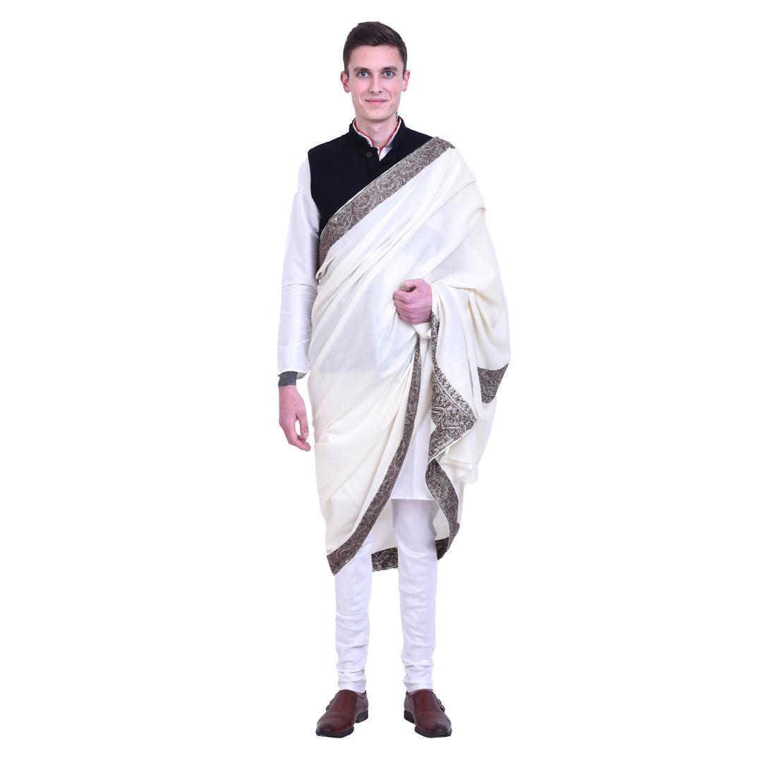 Men's Hand Embroidered Pure Wool Shawl