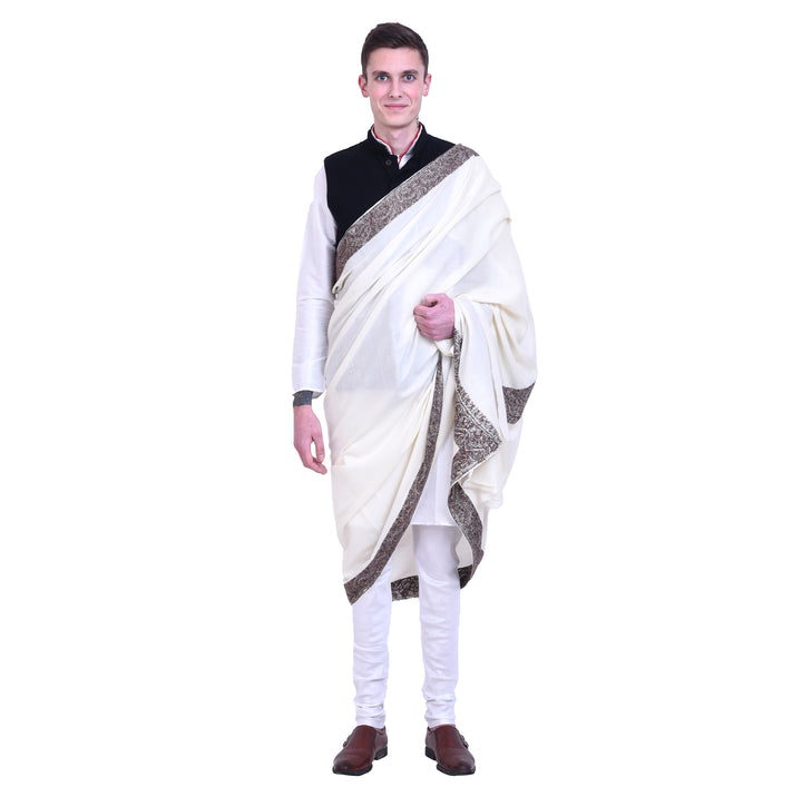 Men's Hand Embroidered Pure Wool Shawl